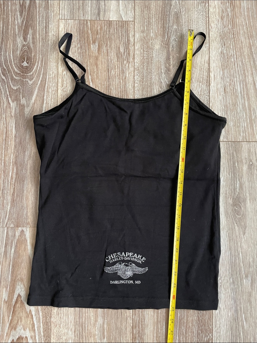 Harley-Davidson Vintage Women's XL Black Rhinestone Wing Tank Top Built In Bra - Picture 8 of 11